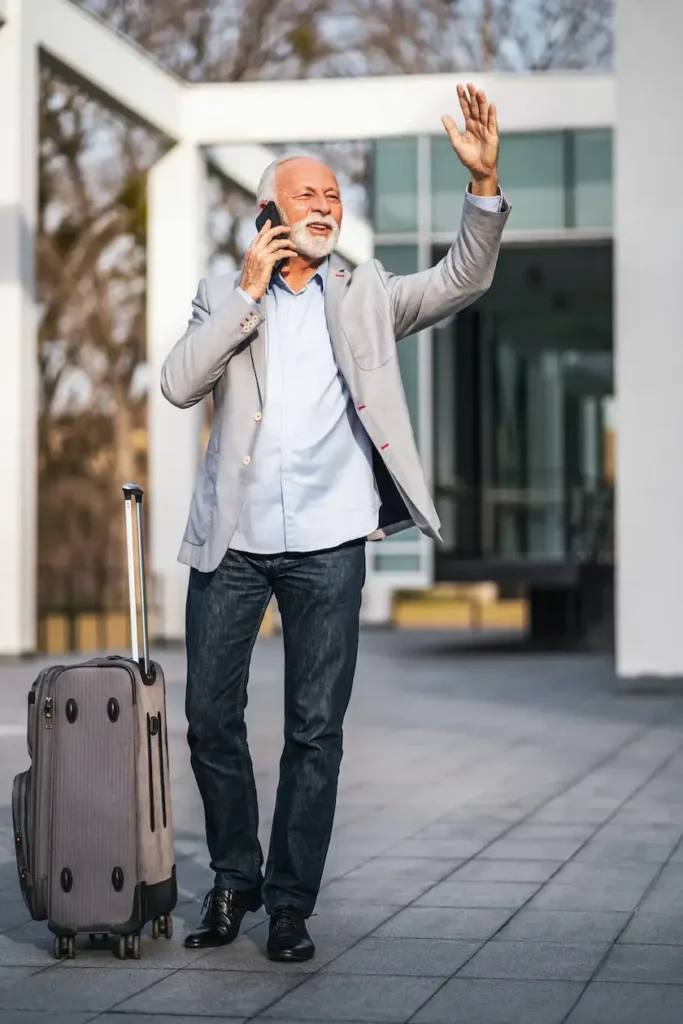 a person calling a taxi