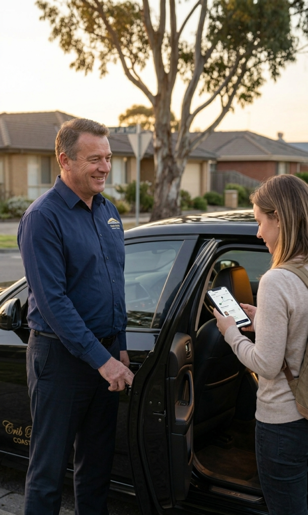 A passanger give rating to a taxi driver